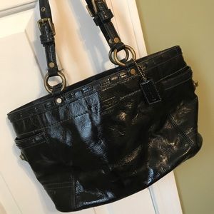 Black patent leather Coach tote handbag!